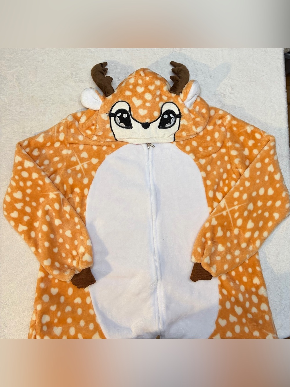 Kids Fawn Onesie with Hooded Deer Face